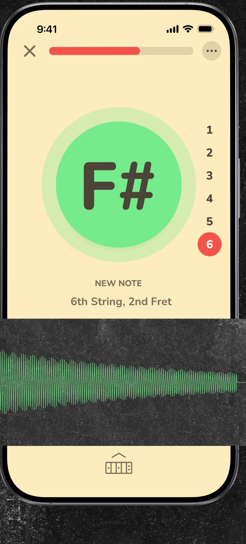 FretPro asking for the note at 6th string, 2nd fret and hearing an F sharp